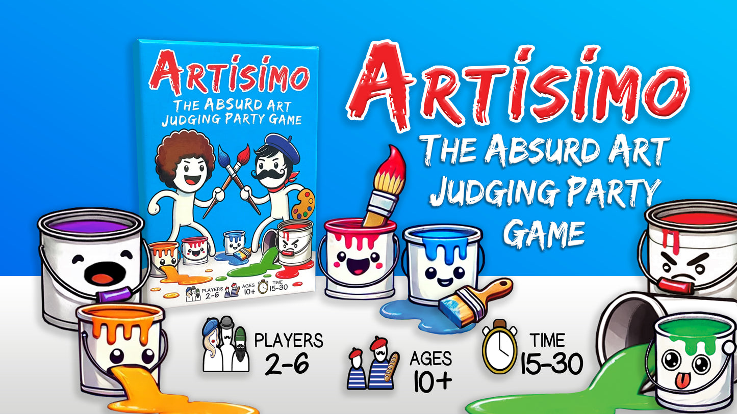 Artisimo Party game information and advertisement