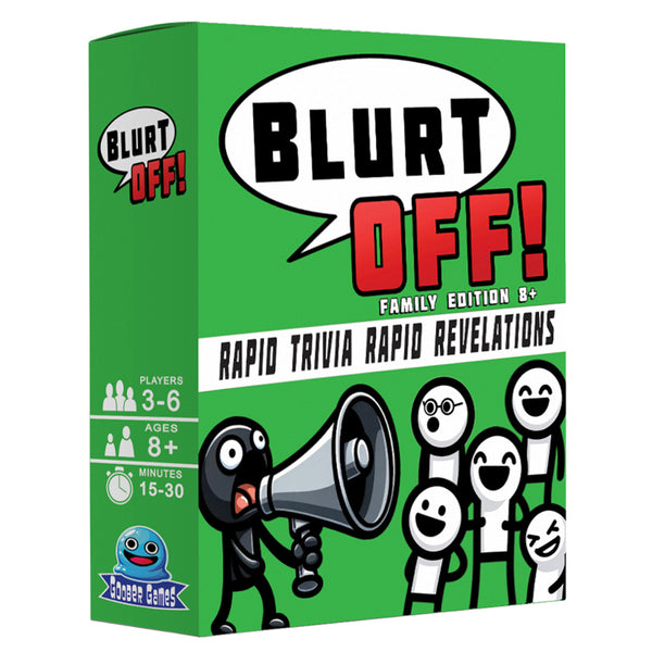 BLURT OFF! party game box picture. Green